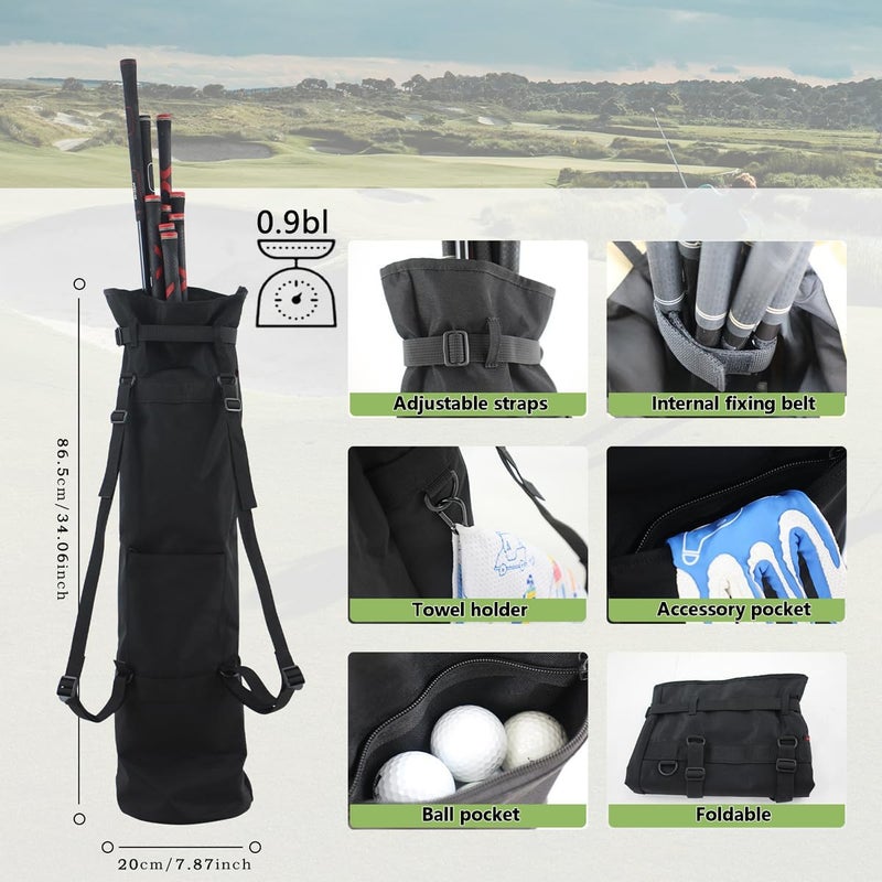 BOYEA & SKULLEAP Lightweight Golf Carry Bag (Carry 8-10 Clubs) Par 3 Golf Bag Pitch n Putt Small Golf Bag/Training, Foldable & Adjustable Double Straps, for Men/Women Gifts &Golf Course/Travel - Image 3